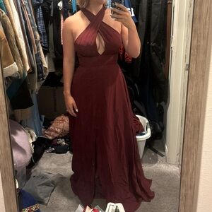 Amazon Deep Red Halter Wedding Dress